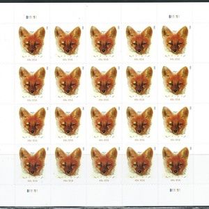 Mint US Red Fox Pane of 20/ 40 cent